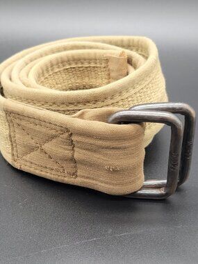 Men’s Tan Military/Webbed Belt Size 30 Solid Adjustable 1.5" Metal Buckle